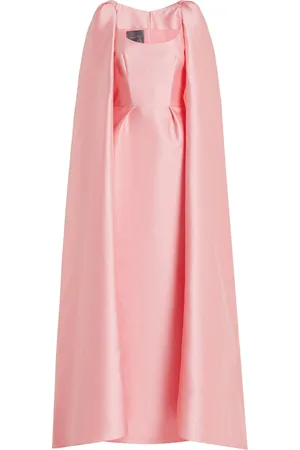 MONIQUE LHUILLIER Cape-Effect Silk-Blend Gown