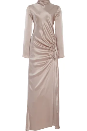 LAPOINTE Exclusive Gathered Satin Maxi Dress