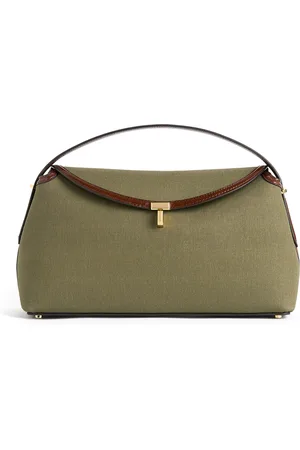 Totême T-Lock Leather-Trimmed Canvas Top Handle Bag