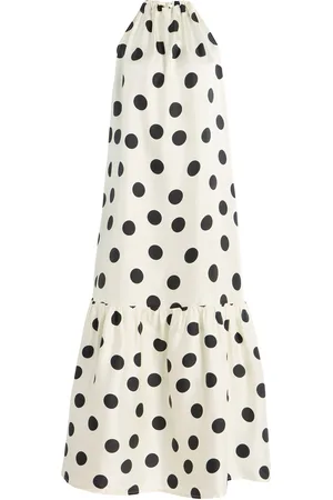 ASCENO Exclusive Riviera Ibiza Polka-Dot Silk-Twill Maxi Dress