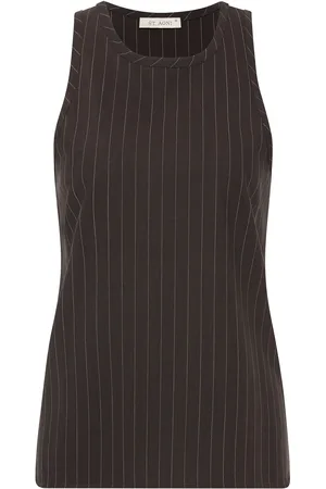 St Agni Pinstriped Wool Suiting Tank Top