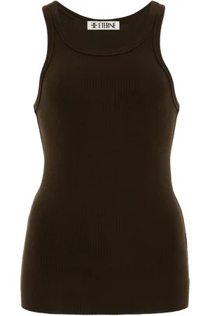 ÉTERNE High-Neck Stretch Cotton-Modal Tank Top