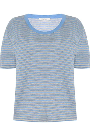 The Row Jansu Striped Cotton-Cashmere T-shirt