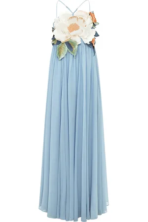 LEO LIN Agnes Floral-Appliquéd Georgette Maxi Dress