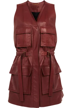 Chloé Oversized Plonge Leather Utility Vest