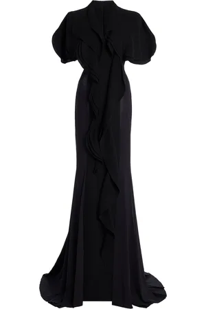 Carla Zampatti Mesh-Paneled Crepe Gown