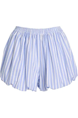 YAITTE Exclusive Riviera Striped Cotton-Poplin Bubble Shorts