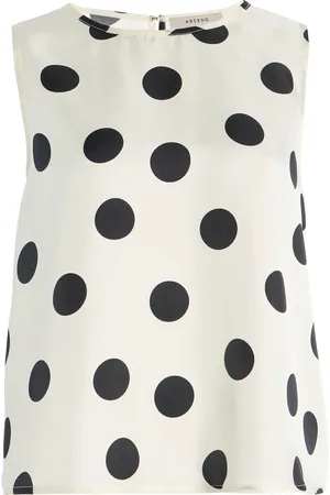 ASCENO Exclusive Riviera Sofia Polka-Dot Silk-Twill Top