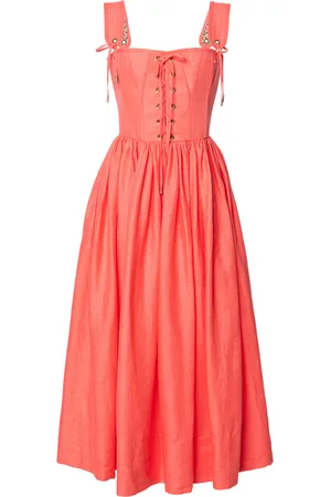 LENA HOSCHEK Giuseppina Linen Corset Midi Dress