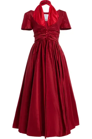 Rosie Assoulin Exclusive All Tucked In Silk Midi Halter Dress