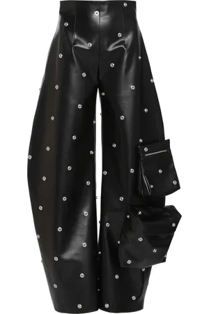 A.W.A.K.E. MODE Faux Leather Studded Flared Leg Pants