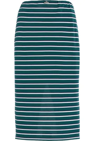 Prada Striped Cotton Pique Midi Skirt