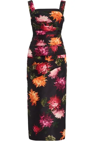 Carolina Herrera Draped Floral-Printed Midi Dress
