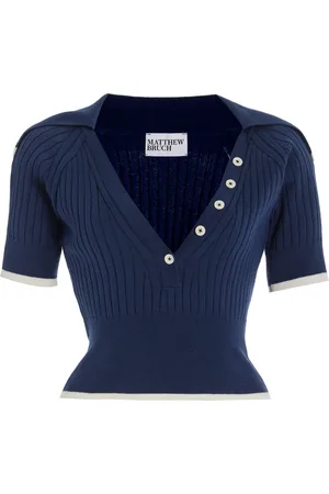 Matthew Bruch Exclusive Ribbed-Knit Cotton-Blend Cropped Top