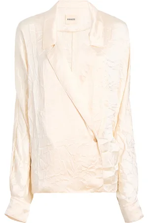 Khaite Garth Wrap-Front Satin Blouse