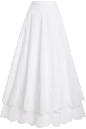 Alejandra Alonso Rojas Tiered Cotton Broderie Maxi Skirt