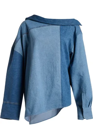 A.W.A.K.E. MODE Upcycled Denim Off-the-Shoulder Top