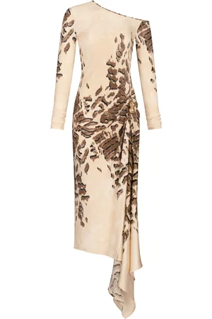 Silvia Tcherassi Tahia Asymmetric Printed Crepe Midi Dress