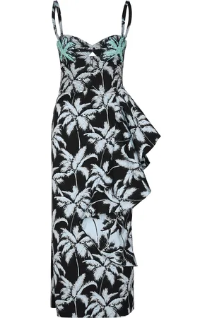 JOHANNA ORTIZ Threaded Palms Ruffled Cotton-Blend Maxi Dress