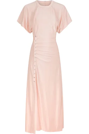 Paco rabanne Gathered Satin Jersey Midi Dress