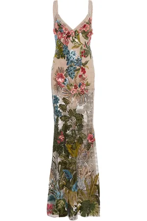 Elie saab Floral Embroidered Tulle Dress
