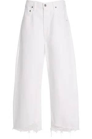 Citizens of Humanity Ayla Raw-Hem Cropped Wide-Leg Jeans