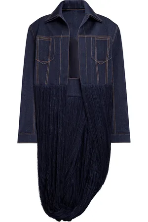 Alaïa Fringed Yarn Knit Wool-Denim Twill Jacket