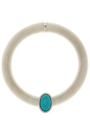 Julietta Exclusive Opyum Turquoise Rhodium-Plated Necklace