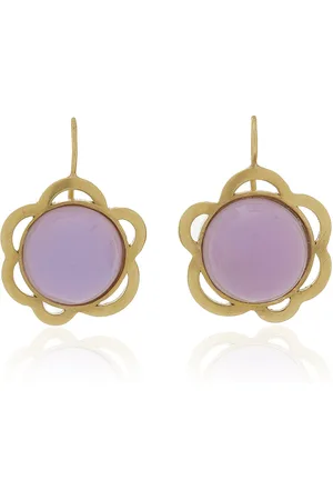 Sylva & Cie Flora 18K Yellow Gold Chalcedony Earrings