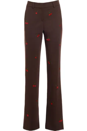 Des Phemmes Cherry Embroidered Flared Pants