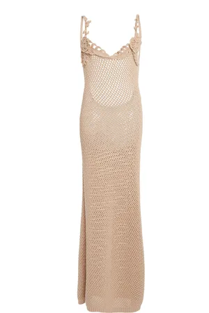 Elie saab Crochet-Knit Cotton-Blend Maxi Dress