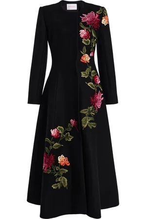 Carolina Herrera Embroidered Double-Faced Wool Coat