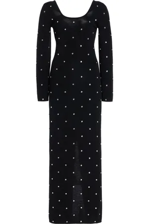 VERSACE Crystal-Embellished Knit Wool Midi Dress