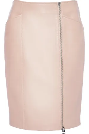 Tom Ford Zipper-Detailed Leather Knee-Length Skirt