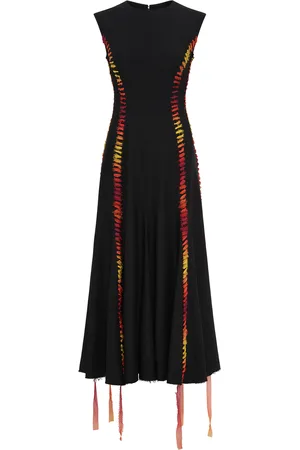 GABRIELA HEARST Kendal Ribbon-Detailed Wool Midi Dress