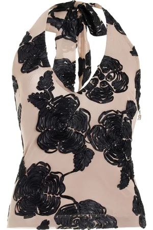 ROTATE Floral Mesh Halter Top
