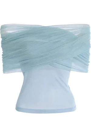 CHRISTOPHER ESBER Crossed Stretch-Tulle Knit Top