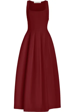 Serafini Pleated Crepe Midi Dress