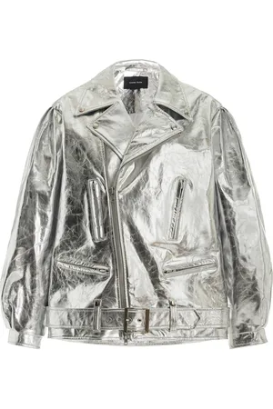 Simone Rocha Puff-Sleeve Metallic Leather Biker Jacket