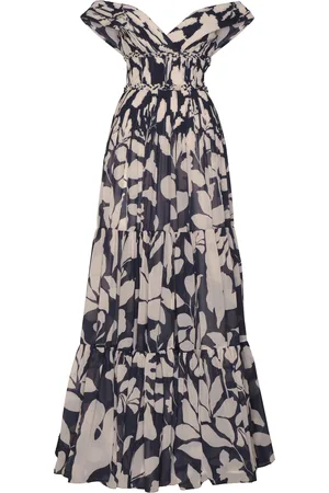 Andres Otalora Tua Vida Gathered Chiffon Off-The-Shoulder Maxi Dress