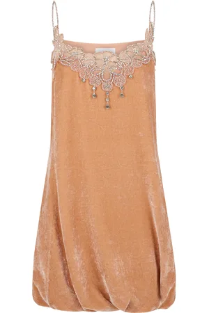 Paco rabanne Embroidered Velvet Mini Dress