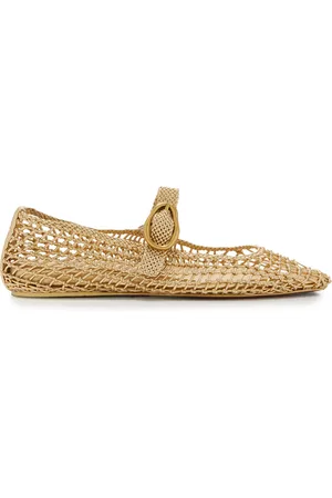 Cult Gaia Gina Woven Metallic Leather Ballet Flats