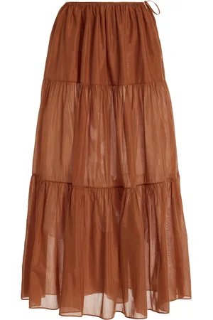 More Noir Juna Tiered Cotton-Silk Voile Maxi Skirt