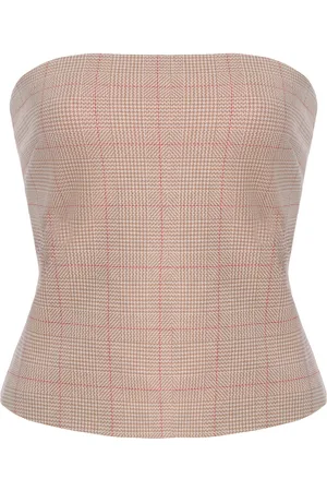 ROSETTA GETTY Plaid Jacquard Bandeau Top
