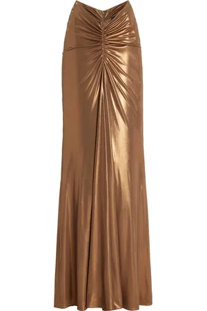 LAPOINTE Ruched Coated-Jersey Maxi Skirt