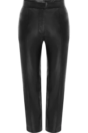 ALEX PERRY Cropped Leather Straight-Leg Pants
