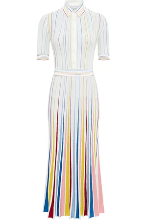 GABRIELA HEARST Calypso Pinstriped Merino Wool Midi Dress