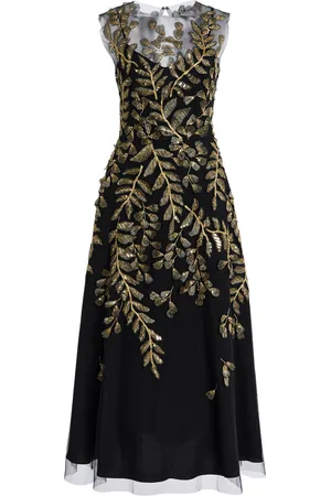 Carolina Herrera Embroidered Nylon Tulle Midi Dress