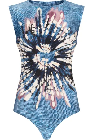 Silvia Tcherassi Bela Stonewashed Knit Backless Bodysuit