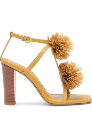 ULLA JOHNSON Isolde Leather Pom Pom Sandals